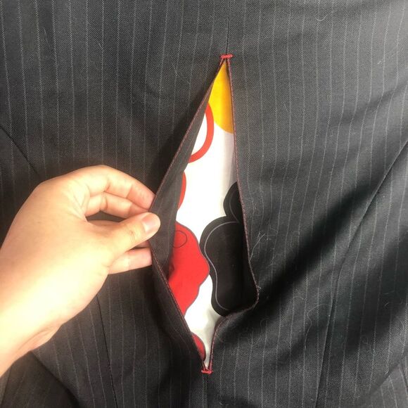 Ollie Sang Blazer Black Pinstripe with Back Design - Picture 4 of 8